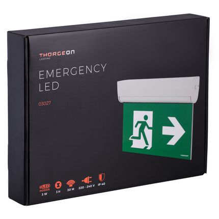 Emergency LED 3H 3W 6000K 50Lm 30m IP40 IK05 white THORGEON