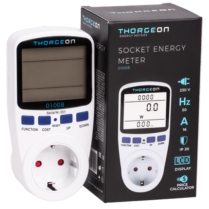 Socket Power Consumption Meter 16A EU Plug THORGEON